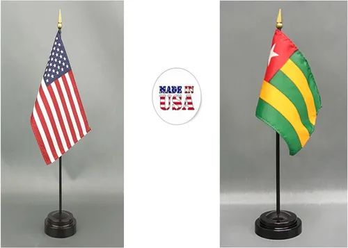 Miniatura 75 de Juego de banderas de escritorio de Afganistán, hecho en Estados Unidos, de rayón de 4 x 6 pulgadas, escritorio de oficina y pequeñas banderas