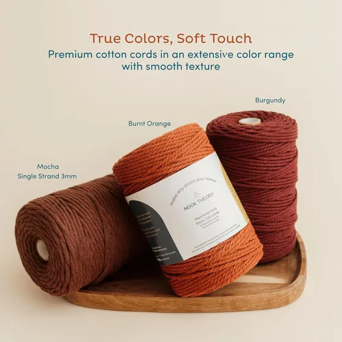 Miniatura 6 de Nook Theory Hilo de macramé de 3mm 220 yardas - Cuerda de macramé suave de 4mm, 5mm perfecta para nudos - Suministros de macramé para colgadores