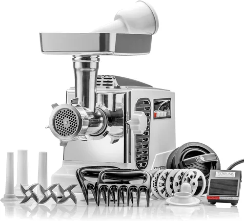 Miniatura 7 de STX TurboForce II "Platinum" Moledora de carne eléctrica y máquina para hacer salchichas de servicio pesado: 6 placas de molienda, 3 cuchillas