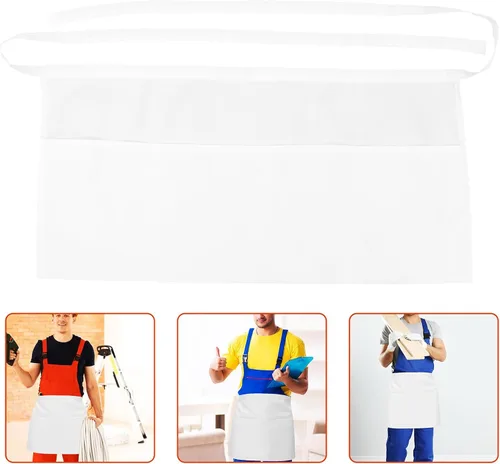 Miniatura 9 de SOLUSTRE Waterproof Polyester Work Apron with Large Pocket Unisex Waist Server Apron for Cooking and Canteen Use for Waitstaff and Kitchen Tasks