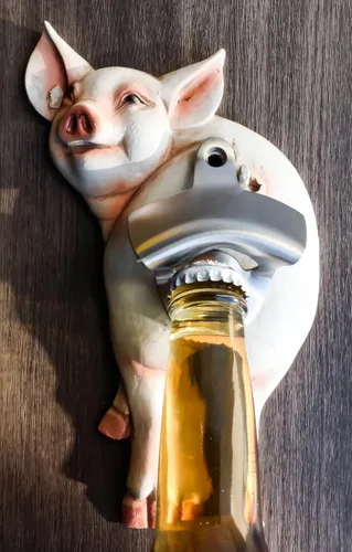 Miniatura 8 de Ebros Gift Rustic Western Farm Babe Porcino Cerdo Porcino Trasero Trasero Pared Culo Pared Soda Cerveza Tapa de botella de vidrio Abridor de metal