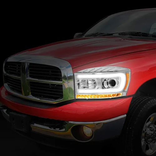 Miniatura 7 de DNA MOTORING HL-HPL-RM06-G-CH-AM LED U-Bar DRL Faros de señal de giro perseguidores compatibles con Dodge Ram 1500 06-08/Dodge Ram 2500 3500 06-09