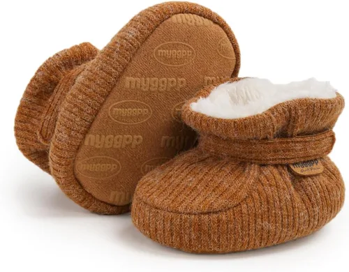 Miniatura 118 de Botines de forro polar para bebés, niños y niñas, pantuflas antideslizantes con agarre suave, zapatos de calcetín para recién nacidos, cuna