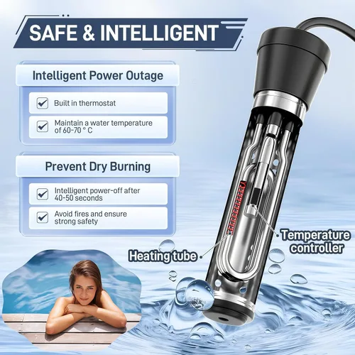 Miniatura 3 de Control del interruptor del calentador de agua y de inmersión, protección contra quemaduras en seco para calentador de cubo, calentador de bañera