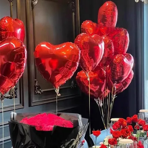 Miniatura 5 de 50 globos de látex de corazón rojo de 6 pulgadas, 10 globos de corazón rojo de 18 pulgadas, 1 globo de amor rojo de 42 pulgadas, kit de pétalos