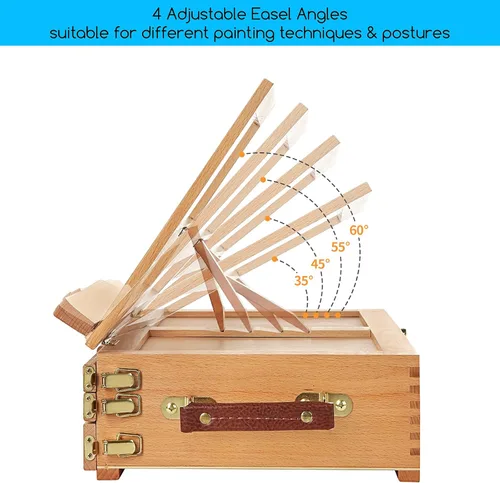 Miniatura 4 de MEEDEN Caballete de mesa ajustable grande para artista con caja de bocetos - Caballete de almacenamiento multifunción de madera de haya maciza con 3