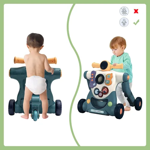 Miniatura 4 de Andador de aprendizaje para bebés sentado a pie, 3 en 1 para niños y niñas, andadores educativos para bebés con centro de actividades