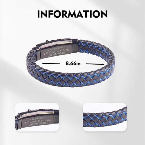 Miniatura 28 de Pulsera de cuero trenzado con texto en inglés «Love You Forever» para hombres y niños, pulsera inspiradora de acero inoxidable, pulsera de cuero