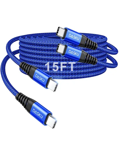 Miniatura 17 de Cable USB C a USB C extra largo de 100 W [paquete de 15 pies/2 unidades] Cable de carga rápida compatible con iPhone 17/17 Pro Max, iPhone 16 Negro