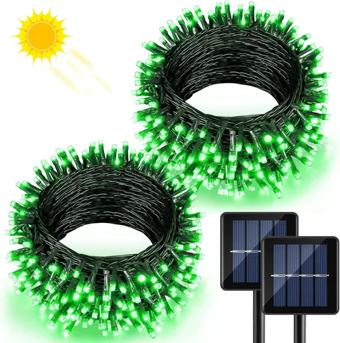 Miniatura 16 de 2 Pack de luces solares de Navidad para exteriores, tira de luces solares de 80 pies con 240 LED para exteriores, impermeables, 8 modos de luz