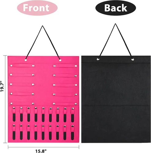 Miniatura 6 de Dofilachy Organizador colgante de joyas Organizador de joyas montado en la pared para aretes collares pulseras anillos C-rojo rosa