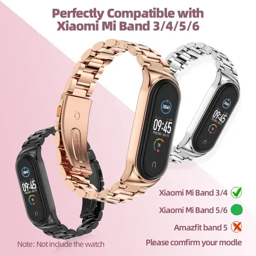 Miniatura 2 de Mi Band 6 Mi Band 5 Correa para Xiaomi Mi Band 4 3, Correa de reloj de acero inoxidable Pulsera de repuesto de metal para Mi Smart Band 6