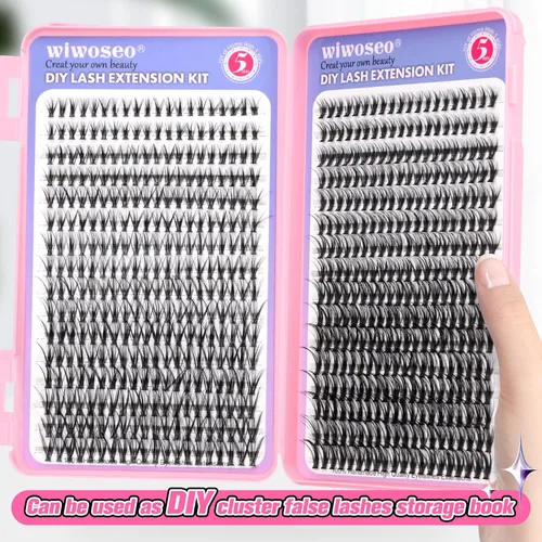 Miniatura 6 de Kit de extensión de pestañas para bricolaje, pestañas individuales con sello de pestañas y sello, kit de extensión de pestañas rizadas D, kit