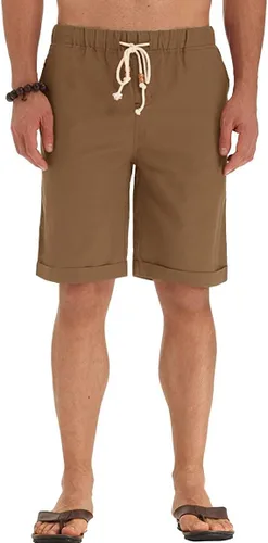Miniatura 3 de Sailwind Pantalones cortos de lino para hombre, pantalones cortos casuales de playa con cordón