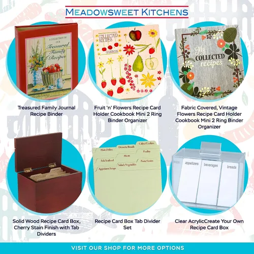 Miniatura 7 de Libro de cocina con tarjetas de recetas Meadowsweet Kitchens con diseño de flores vintage (revestido de tela)