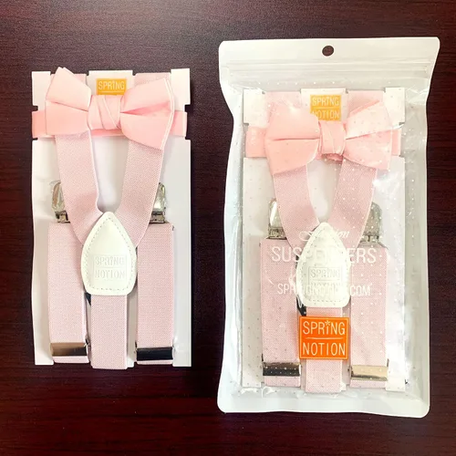 Miniatura 5 de Spring Notion Conjunto de tirantes y pajarita de color sólido para niño