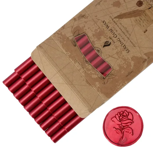Miniatura 10 de 20 mini pistolas de pegamento de cera de sellado, palitos de cera de sellado, ideales para invitaciones de boda, cartas, sobres, tarjetas y Champán