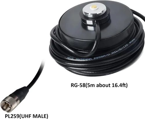 Miniatura 5 de HYS Antena amateur de banda VHF de 2 M 144 MHz (136-174 Mhz) con base magnética de montaje NMO W/16.4 ft (16.4 pies) Cable coaxial RG58 PL-259