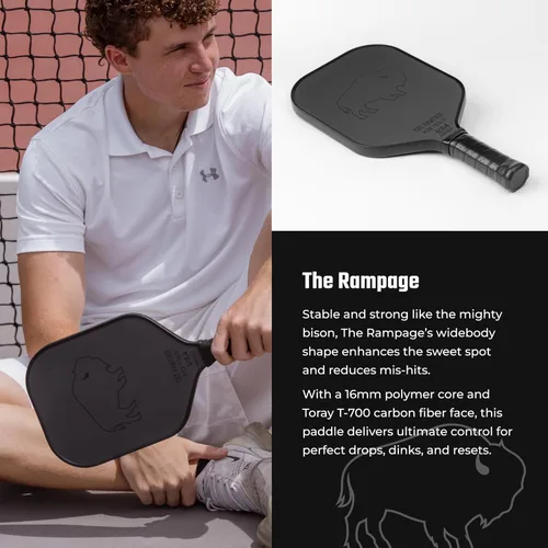 Miniatura 2 de Paleta de pickleball de fibra de carbono, superficie Toray T700 sin procesar que proporciona el máximo giro de la bola. Formas de raqueta de El