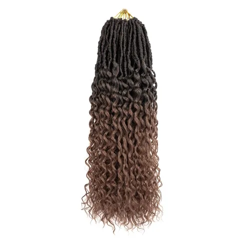 Cabello de Ganchillo Goddess Locs de 18 Pulgadas 8 Paquetes Nuevos Locs Sintéticos Suaves Trenzas de Ganchillo Ondas Profundas Extensiones de T30.
