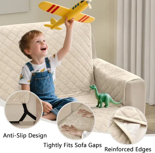 Miniatura 6 de Fundas impermeables para sofá seccional de esquina en forma de L, de terciopelo, juego de 6 piezas, funda en forma de U para sofá, para perros