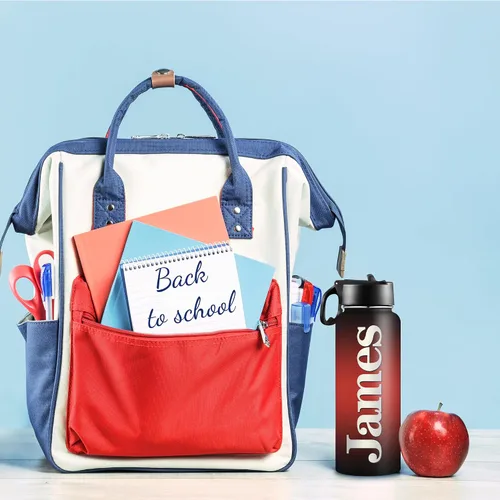 Miniatura 5 de Botellas de agua personalizadas con nombre, botella de agua de acero inoxidable con aislamiento de doble cara con pajilla, termo personalizado