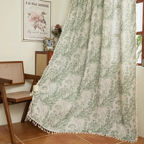 Miniatura 47 de Cortinas florales de granja semiopacas para sala de estar, de 63 pulgadas de largo, mezcla de lino y algodón, paneles de cortina de ventana cortos
