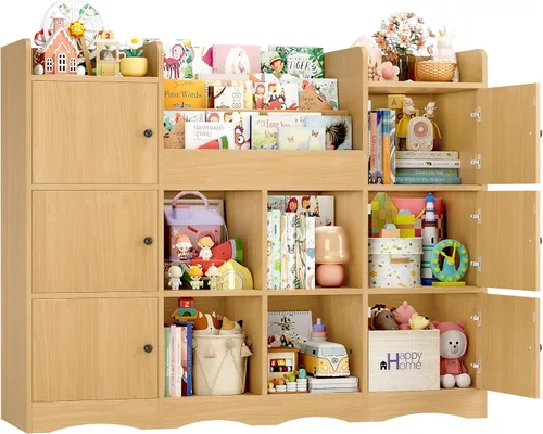 Miniatura 8 de FINETONES Estante para juguetes y almacenamiento de juguetes, estantería grande de 55 pulgadas para niños, organizador de juguetes y almacenamiento
