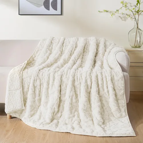 Uttermara Manta con Peso para Adultos Tamaño Twin 12 libras 48x72 pulgadas, Manta con Peso de Sherpa Jacquard Suave de Doble Cara, Manta Gruesa y