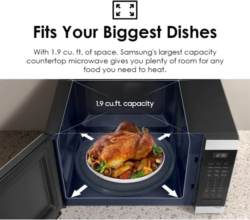 Miniatura 4 de SAMSUNG Horno de microondas para encimera de 1,9 pies cúbicos con cocción por sensor, acero inoxidable, MS19DG8500SRAA