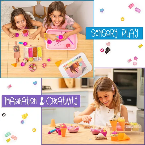 Miniatura 3 de Kipipol Caja sensorial - Juego de arena de juguete de helado de 29 piezas con 9 juguetes de arena de helado, 0,77 kg de arena lunar para niños, caja