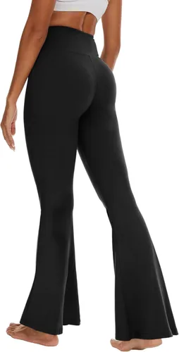 Miniatura 44 de ZOOSIXX Pantalones de yoga acampanados para mujer, leggings cruzados suaves con corte de bota