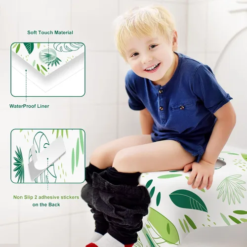 Miniatura 2 de 30 paquetes de cubiertas desechables para asiento de inodoro, para niños y adultos, envueltas individualmente para viajes, grandes cubiertas