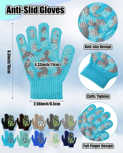 Miniatura 3 de Paquete de 100 gorros y guantes antideslizantes para niños, gorro de punto cálido, guantes de invierno a granel para niños y niñas