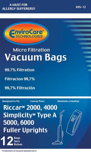 Miniatura 2 de Bolsas de aspiradora Riccar 2000, 4000 y serie Vibrance, Simplicity 5000, 6000 y Symmetry tipo A, Azul, paquete de de 12