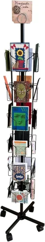 Miniatura 10 de FixtureDisplays® 24 bolsillos de 5.5" de ancho de bolsillo (se ajusta a 5x7") Pantalla vertical para tarjetas de felicitación giratoria Estante