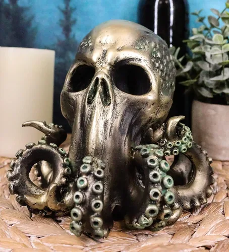 Miniatura 3 de Ebros Ocean Monster Terror Kraken Cthulhu Skull Figurine 6 pulgadas H Mythical Sea Relic Giant Pulpo Tentáculos Wyvern Cráneo Criatura Fantasía