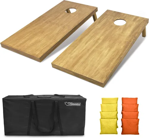 Miniatura 41 de GoSports 4 ft x 2 ft Regulation Size Wooden Cornhole Boards Set with Light Brown Finish - Includes Carrying Case and Bean Bags Negro- gris