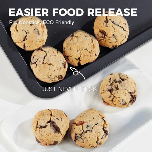 Miniatura 5 de HONGBAKE Juego de bandejas de cerámica para hornear, bandeja de galletas para horno, juegos de utensilios para hornear con agarres más anchos