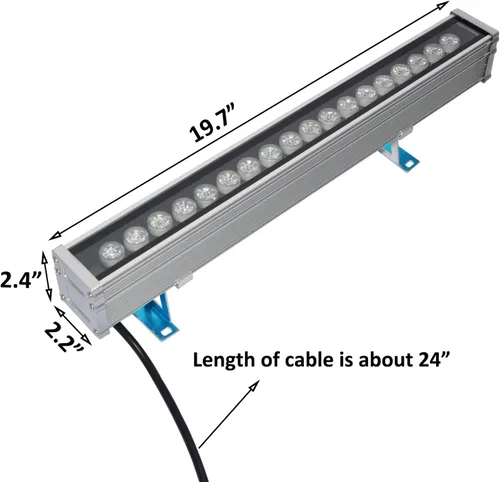 Miniatura 2 de Lavadora de pared de 18 W, tira de luz lineal de 19.7 pulgadas, súper brillante 1800 lúmenes, barra de luz LED de 120 V, 3000 K, blanco cálido