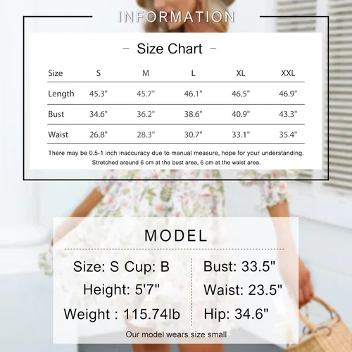 Miniatura 6 de EXLURA - Vestido corto de verano para mujer vestido con estampado floral diseño escalonado con volantes cuello cuadrado manga larga y hombros