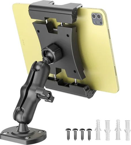 Miniatura 9 de OHLPRO Soporte de tableta con base de taladro resistente para coche y camión, soporte de tablero con brazo ajustable de 360° de 3 etapas para iPad
