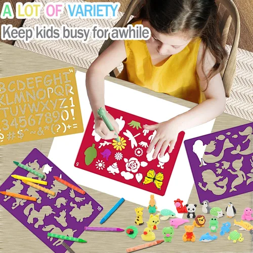 Miniatura 3 de Juego de 30 plantillas de dibujo para niños, plantillas de plantillas de pintura de dibujo de plástico para niños, manualidades, proyectos de arte