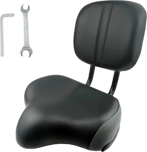 Miniatura 10 de THALOUS Asiento de bicicleta con respaldo de gran tamaño, cómodo, repuesto de silla de montar de bicicleta, espuma viscoelástica suave, cojín