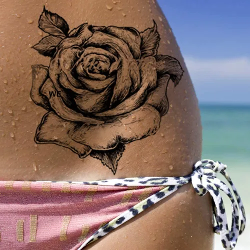Miniatura 3 de Pegar en flores rosas flora flores adulto tatuaje temporal transferencia femenino cuerpo arte transferencias mujeres realista impermeable flora