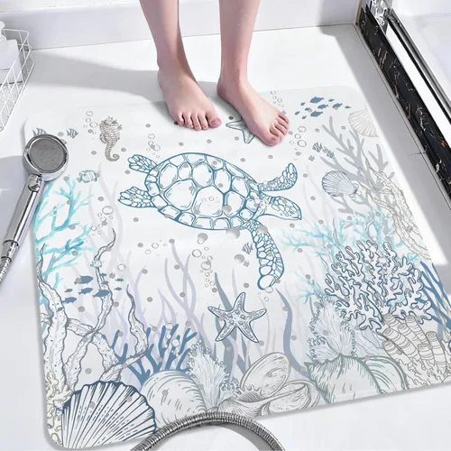 Miniatura 13 de Tapete de baño de sirena antideslizante, bonito tapete de baño de goma para bañera, tapete de baño para niños y niñas pequeñas, tapete de ducha