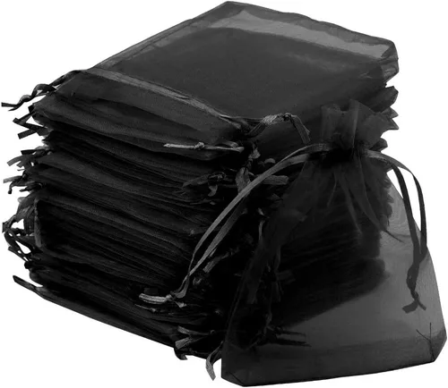 Miniatura 8 de Tojwi 50 bolsas de organza de 3.54 x 4.33 pulgadas (3.5 x 4.3 in) de satén con cordón de organza, bolsa de regalo para boda, fiesta, bolsa de 10