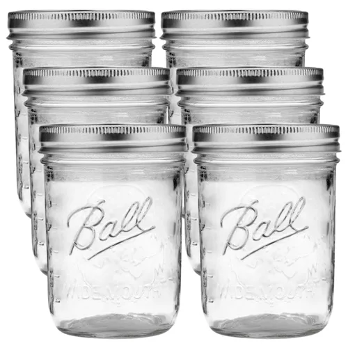 Miniatura 31 de Ball Mason, Frascos de mermelada con tapas y bandas, Set de 12 unidades de 4 oz, 4 onza, Transparente
