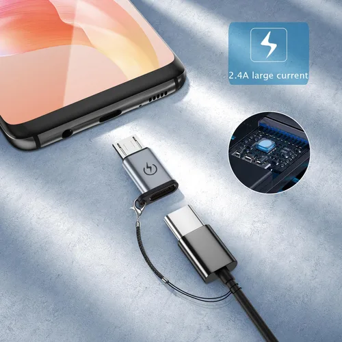Miniatura 2 de Jadebones Adaptador USB C a Micro USB (paquete de 4), convertidor USB tipo C hembra a micro USB macho compatible con Samsung Galaxy S6/S7 Edge, LG