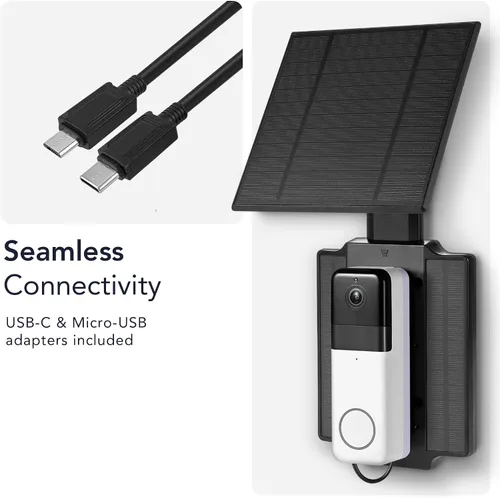 Miniatura 7 de Wasserstein Cargador solar universal compatible con timbre de batería Ring (versión 2024)/Pro/Plus/4/3/3 Plus/2ª generación (versión 2020) y timbre